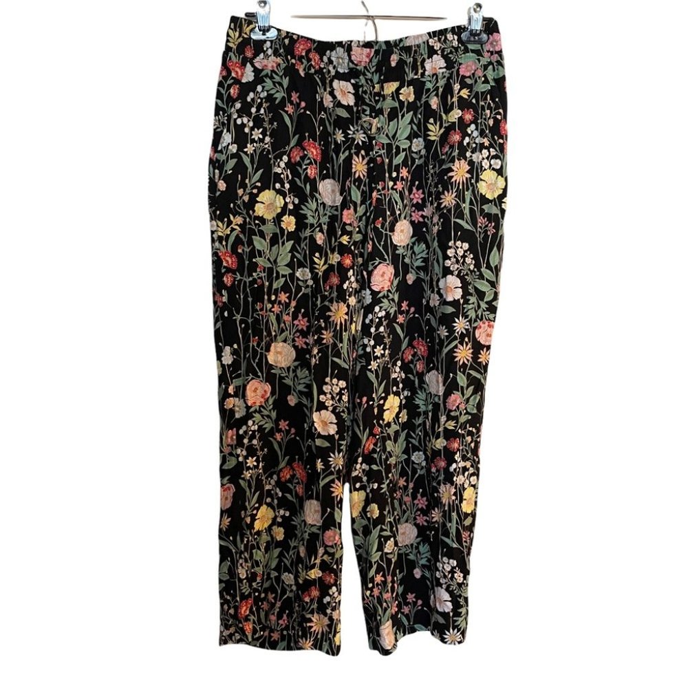 LOFT Floral Ankle Pants - Black Multi